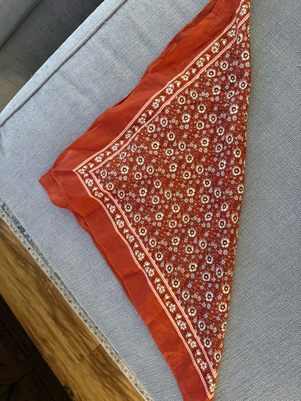 Sezane Rust Floral Bandana Scarf